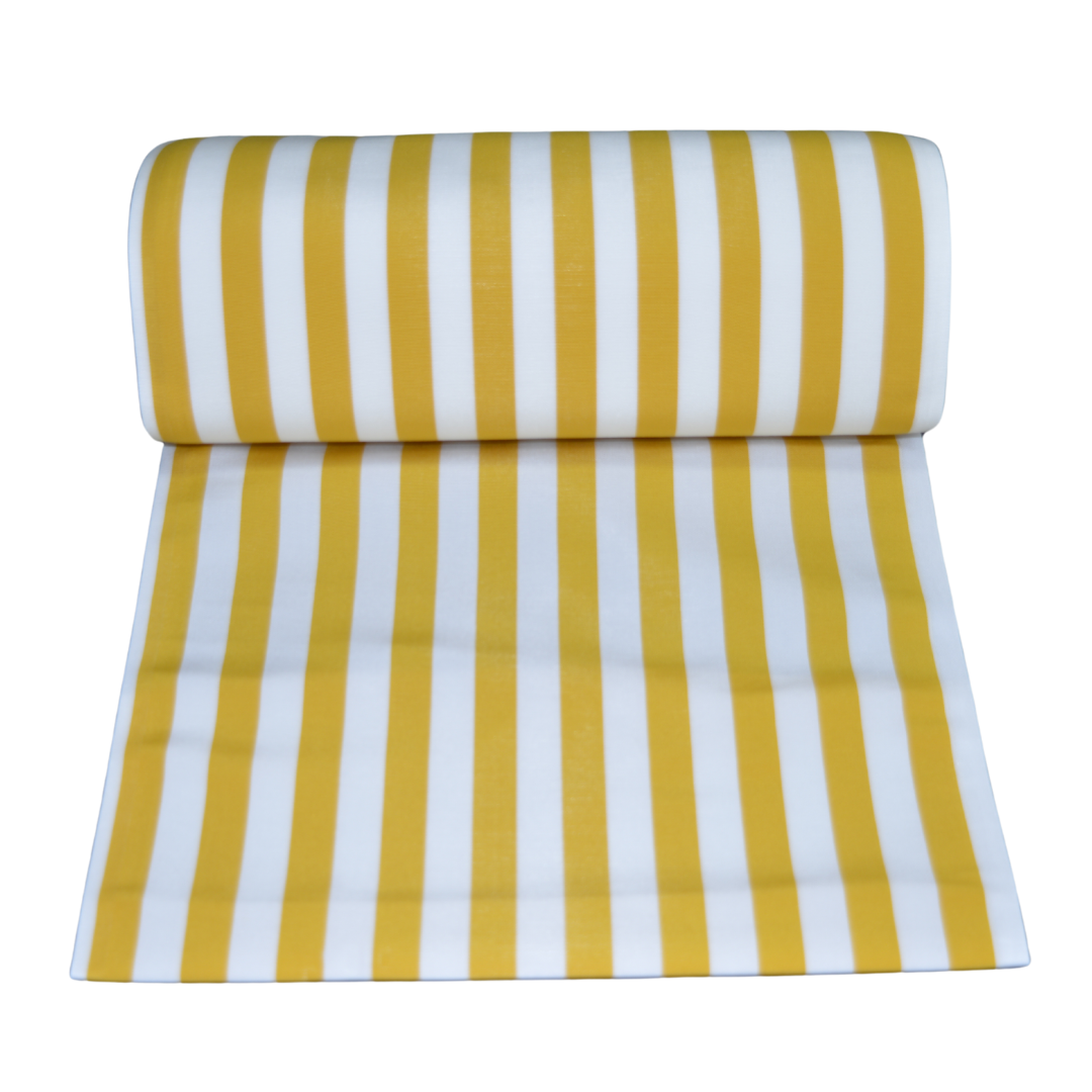 Liegestuhlstoff 45 cm Meterware gelb weiss Blockstreifen