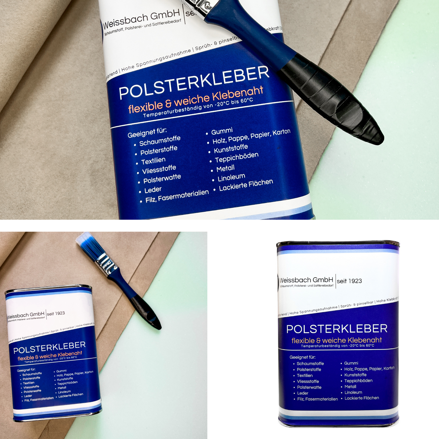 Schaumstoffkleber von Weissbach für die Verklebung von Schaumstoffen, Polsterstoffen und Textilien