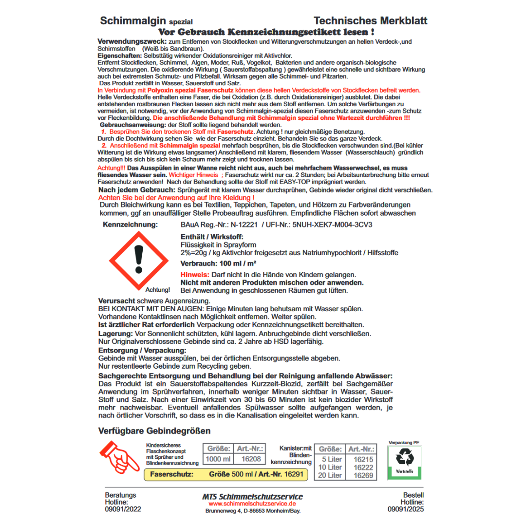 Schimmalgin Spezial Schimmelentferner 1 L
