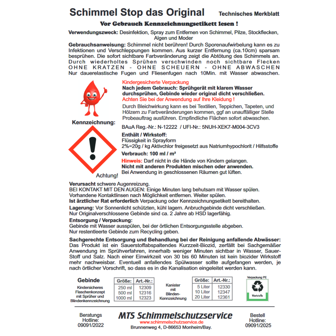 Schimmel Stop Schimmelentferner für Bad, Wand und Fugen 1000 ml