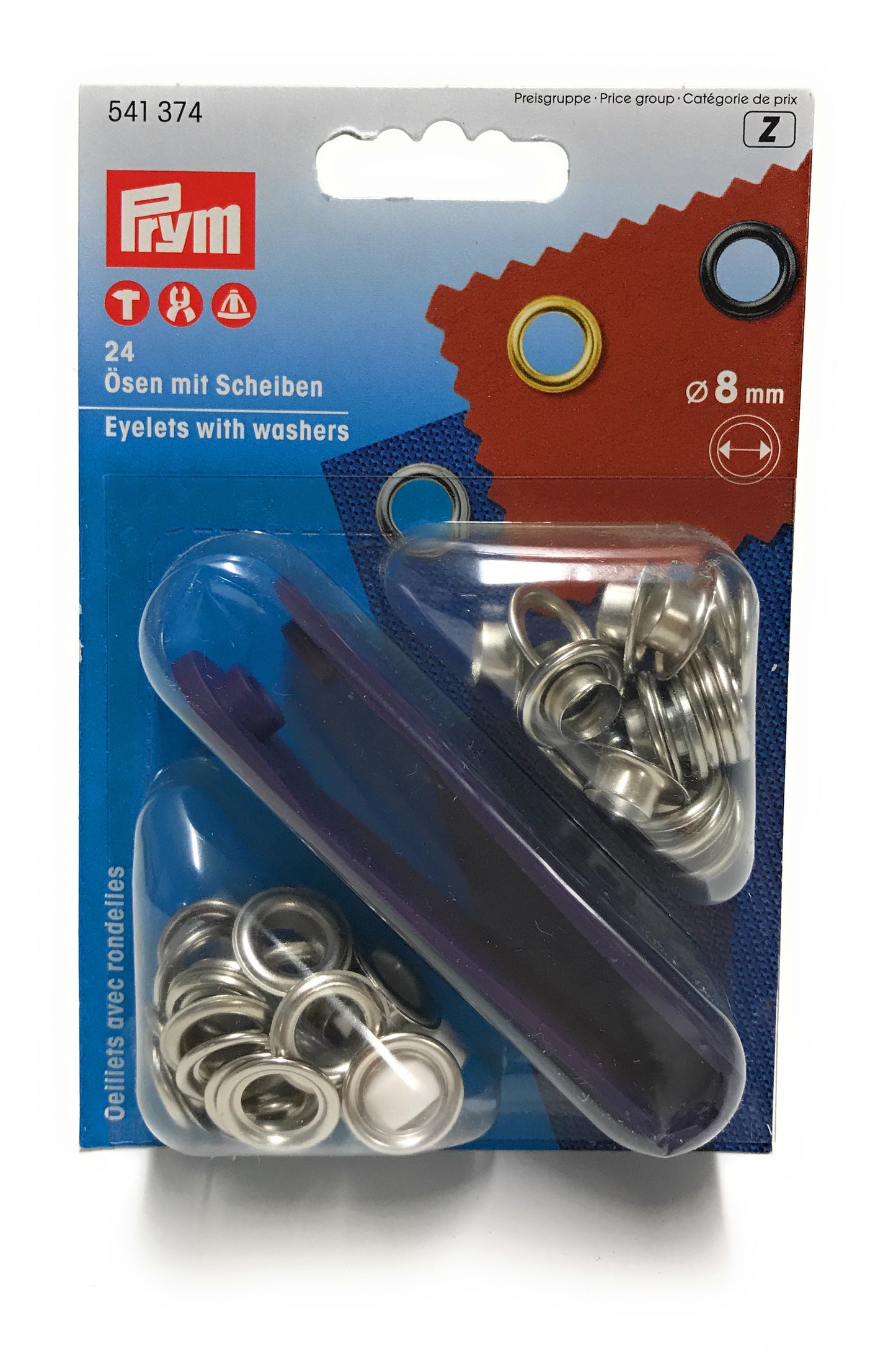 Prym Ösen mit Scheiben Messing/vernickelt 8 mm 24 Stück