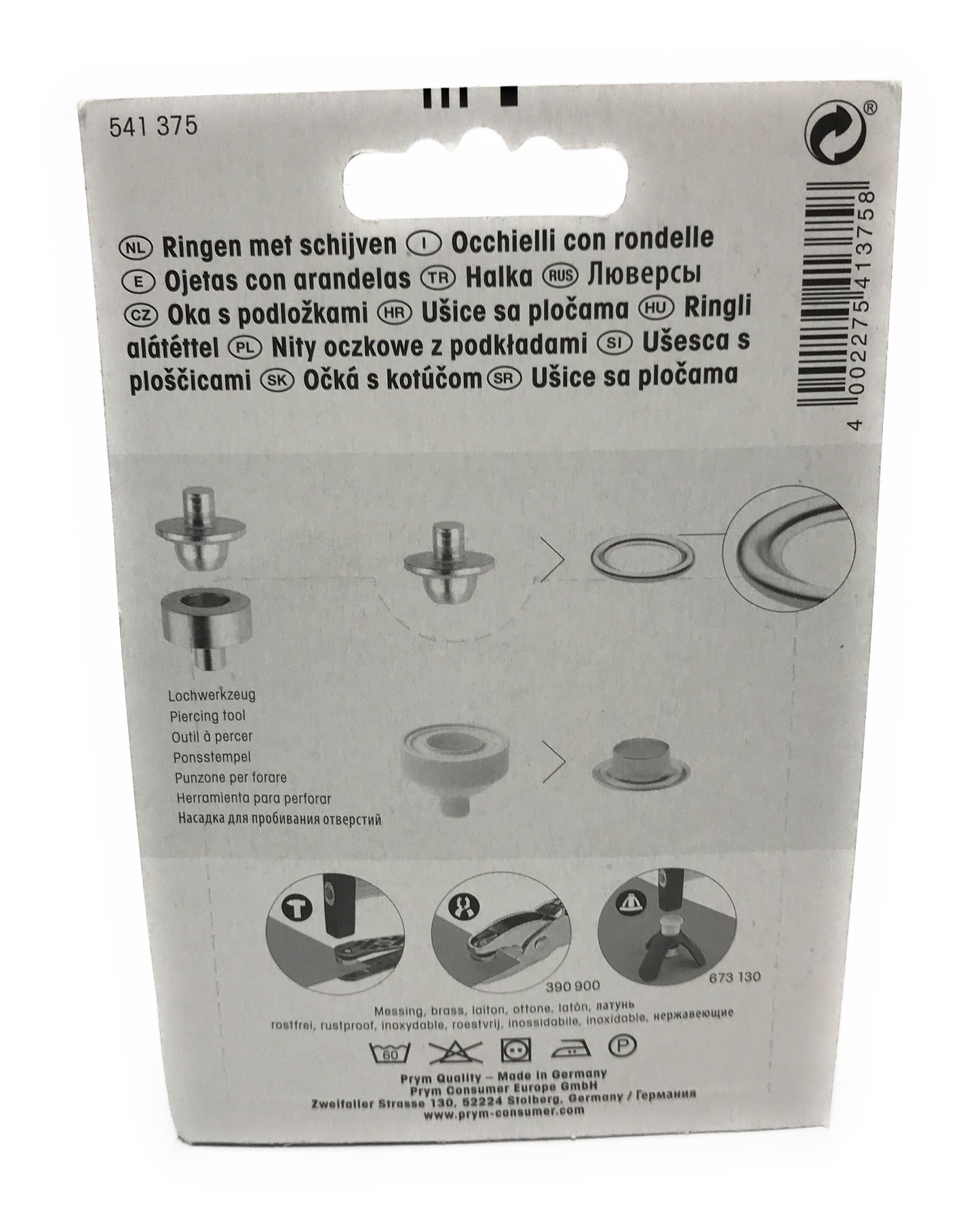 Prym Ösen mit Scheiben Messing/vernickelt 11 mm 15 Stück