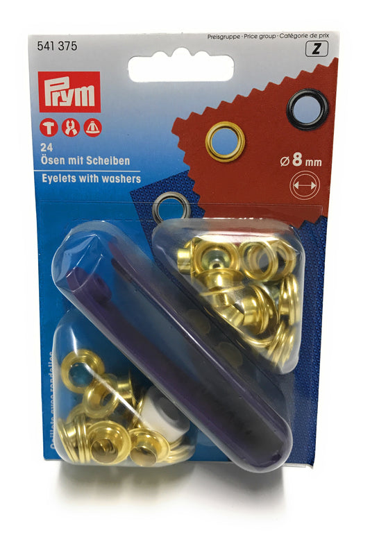 Prym Ösen mit Scheiben Messing 8 mm 24 Stück