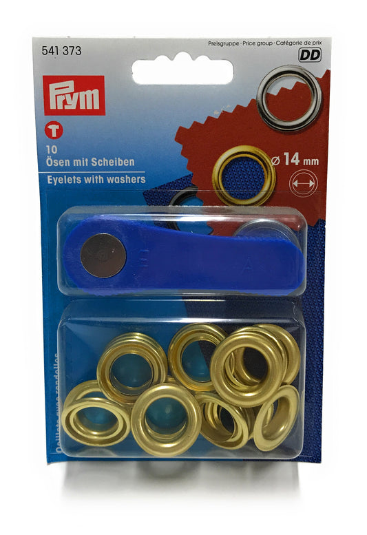 Prym Ösen mit Scheiben Messing 14 mm 10 Stück