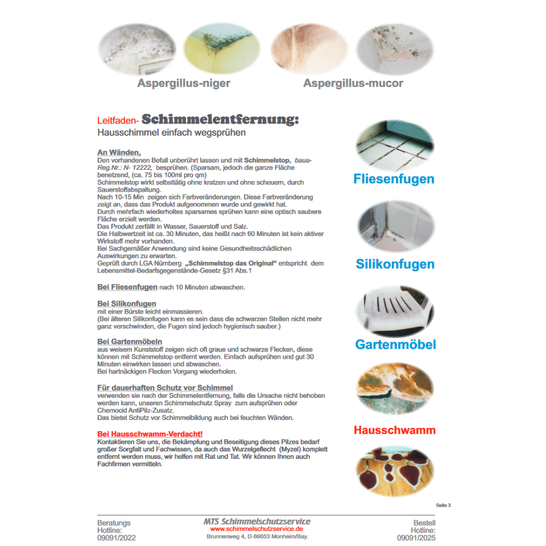 Schimmel Stop Schimmelentferner für Bad, Wand und Silikonfugen 1000 ml –  Weissbach GmbH - Online Shop